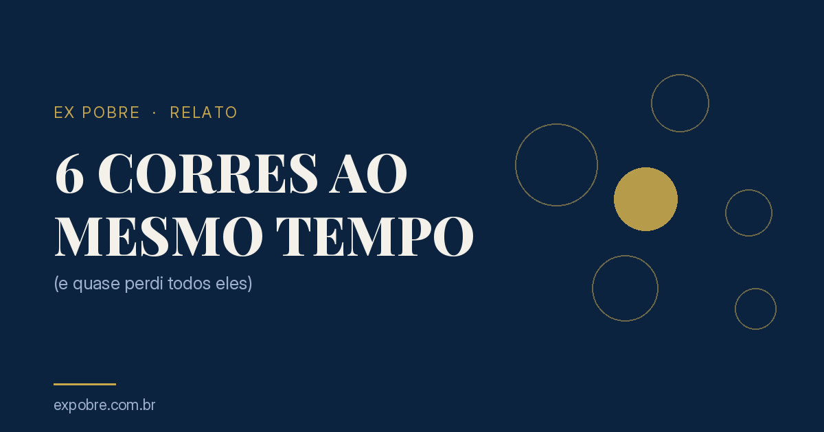 homem organizando vários corres ao mesmo tempo, ilustração navy e dourado do Ex Pobre